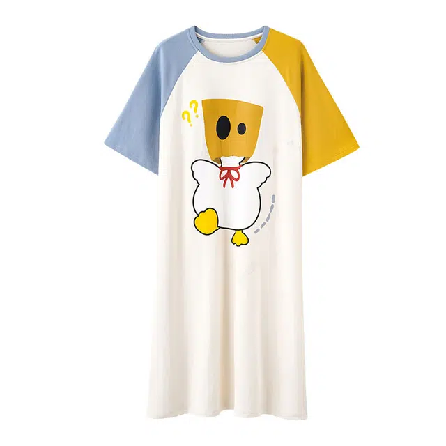 向薇 带胸垫薄款休闲时尚短袖家居服睡裙 女款 图片色