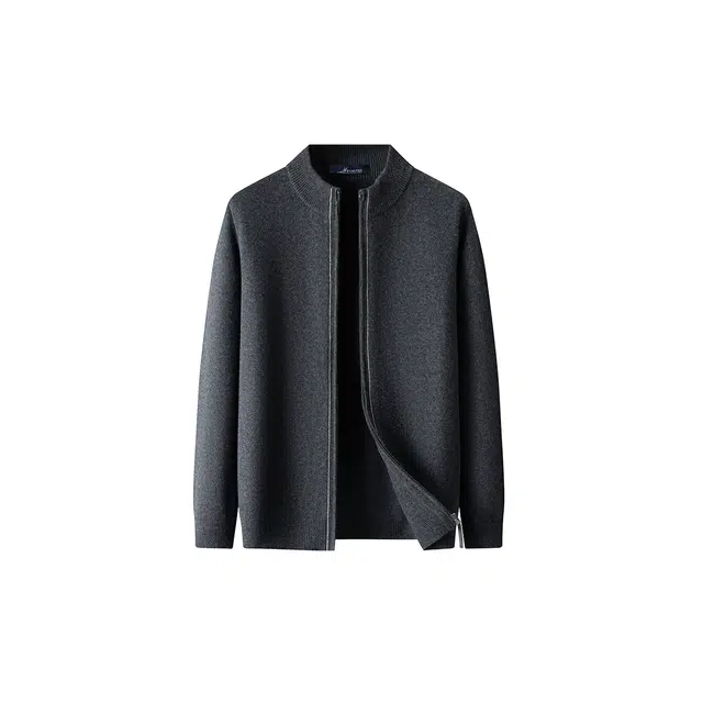 富铤 重磅美式复古慵懒随性百搭撞色线条立领羊绒衫 男款