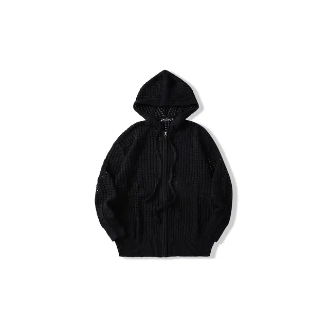 我是大卫 镂空透气休闲开衫设计感针织衫 男女同款 黑色