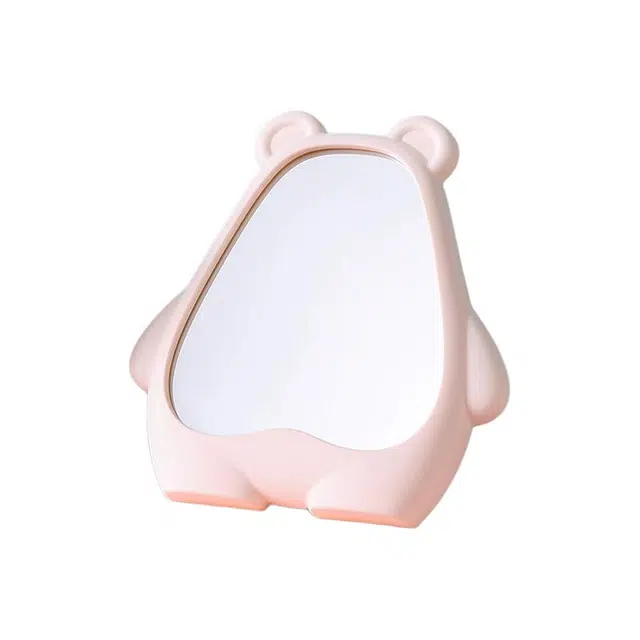 米甜兔 卡通憨憨熊白色化妆镜 便携