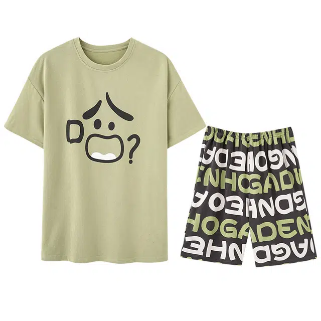 向薇 卡通休闲时尚短袖青年家居服睡衣套装 男款 图片色