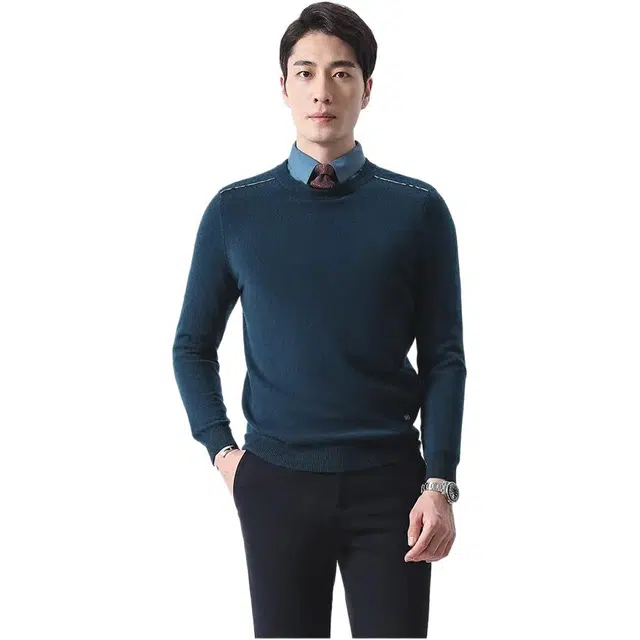 迪柯尼 圆领加厚修身羊绒衫 男款