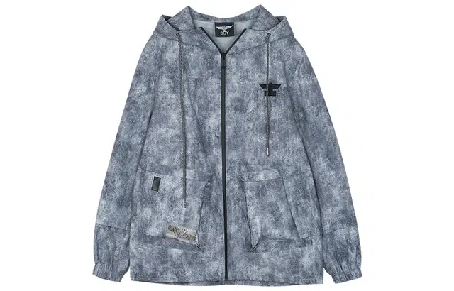 Boy London SS21 Woven Drawstring Hoodie Silver Gray
