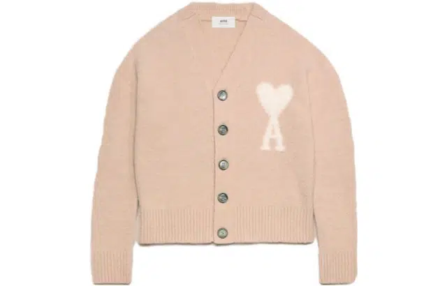 AMIPARIS Cloudy Wool Ami De Cœur Cardigan Pink
