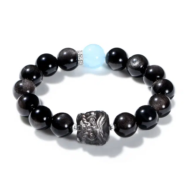 【普陀山官方已过香】 普陀山文创 暴富发财多福多金飞黄腾达 爱情美满新中式能量磁场#好运 醒狮 黑发晶 水晶手串 男女同款情侣款