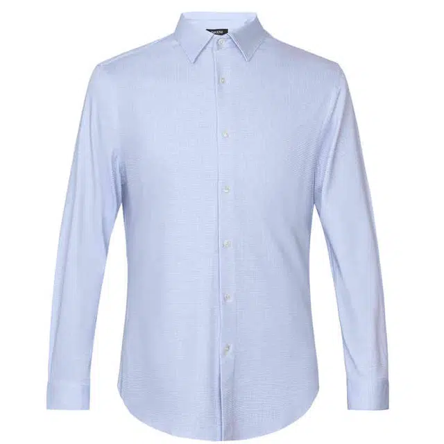 迪柯尼 简约舒适亲肤透气长袖衬衫 男款 蓝格