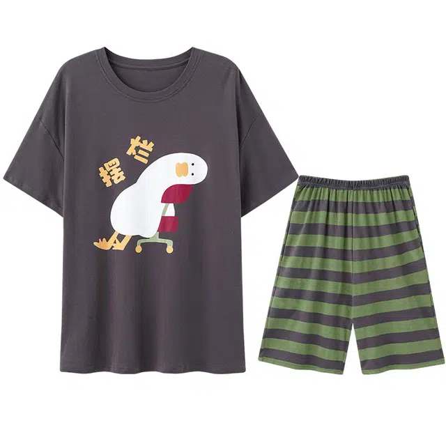 向薇 休闲舒适亲肤青少年可外穿家居服睡衣套装 男款 图片色