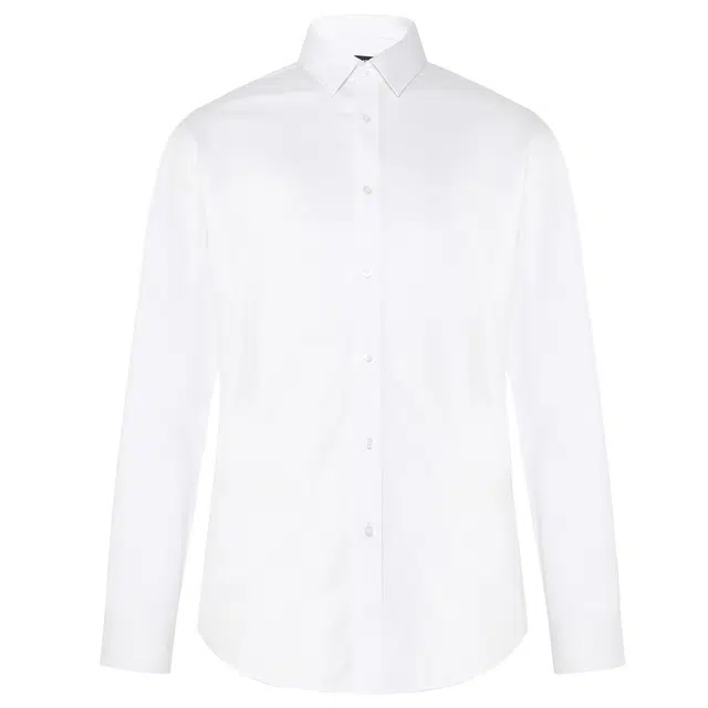 利郎 持久纯色尖领正统商务休闲合身棉款极简风工作长袖衬衫 男款 白