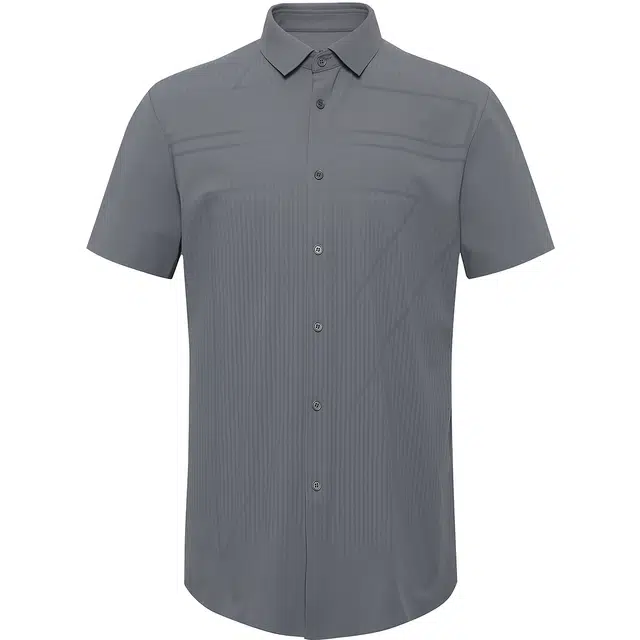 利郎 潮流休闲水浆尖领修身短袖衬衫 男款