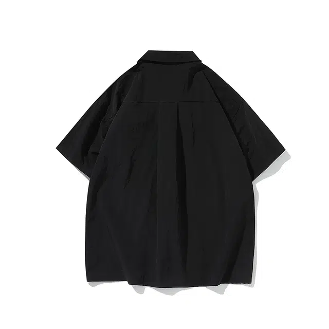 大白鲨 美式复古时尚潮流设计高级感青春流行休闲舒适百搭短袖衬衫 男女同款
