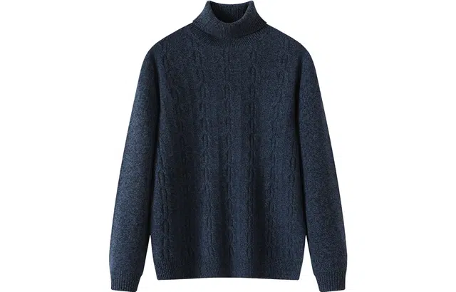 恒源祥 纯色休闲高领毛衣 男款