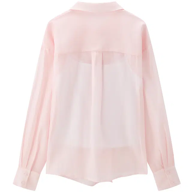 太平鸟 轻薄光泽感两件套内搭吊带长袖衬衫 女款 粉色