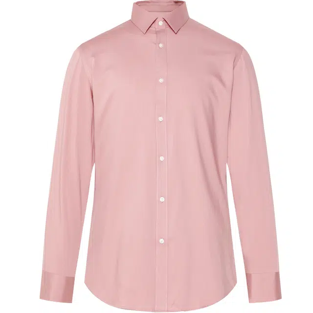 利郎 商务休闲尖领极简风纯色长袖衬衫 男款 藕粉色