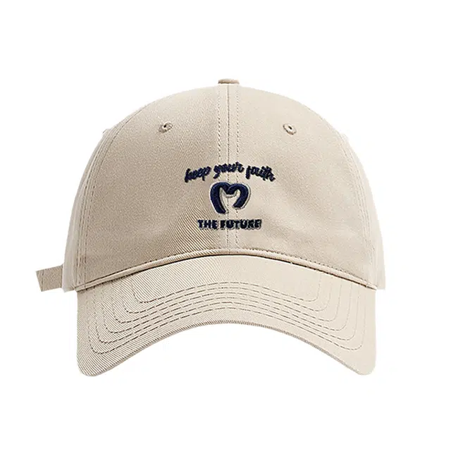 浪莎 春夏季简约刺绣爱心字母宽檐户外出游防晒遮阳学院风时尚百搭学生大头围显脸小 棉 鸭舌帽 男女同款情侣款