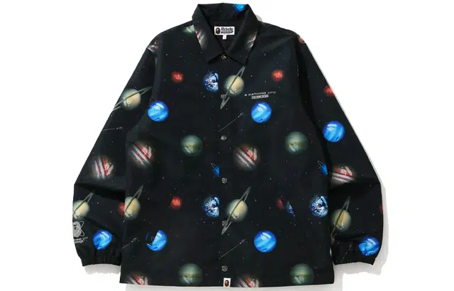 A BATHING APE Galaxy Print Collar Jacket Black