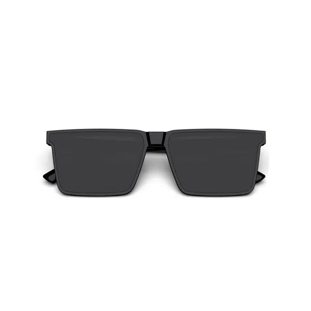 中单 方形太阳眼镜 板材加金属 长方形 太阳眼镜 男女同款情侣款 黑色