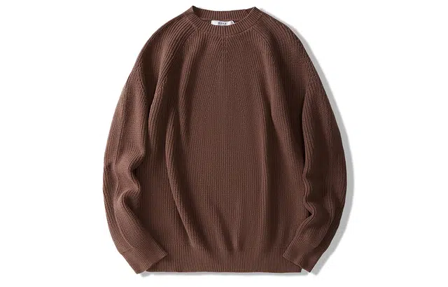 我是大卫 纹理复古打底慵懒感长袖针织衫 男女同款