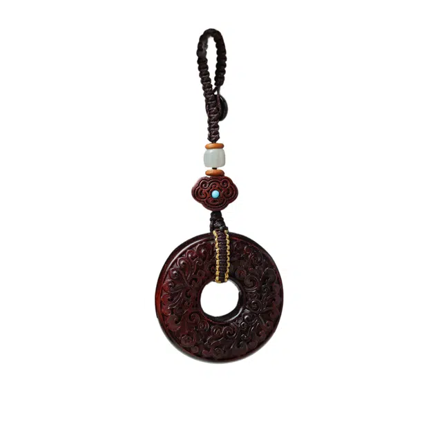 仙友 国潮文玩吉祥如意 好运莲莲 八方来财 诸事顺利国风挂饰 檀木 钥匙扣挂件 男女同款情侣款