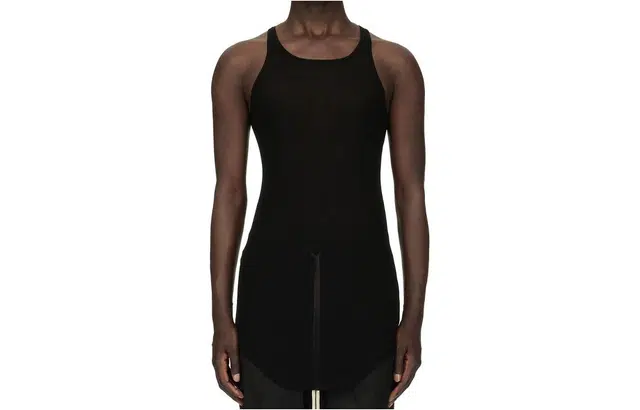 Rick Owens RO SS24 Ribbed Hem Tank Black