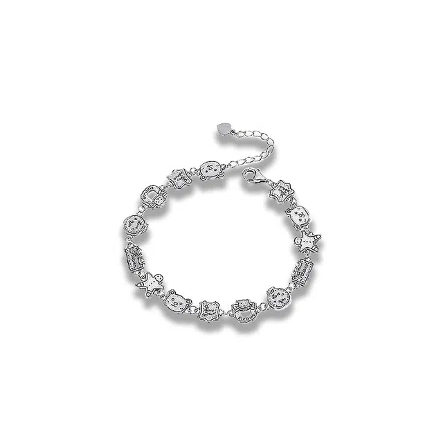 大唐国鼎 可爱饼干开会时尚简约轻奢小众设计森系高级感优雅甜美精致气质可爱温柔浪漫百搭 合金 手链 女款