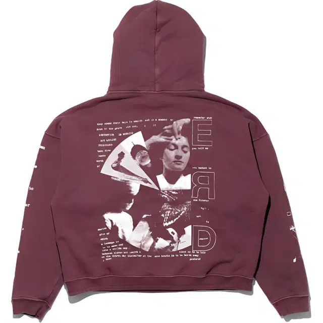 Enfants Riches Déprimés SS25 Letter Print Hoodie Dark Red