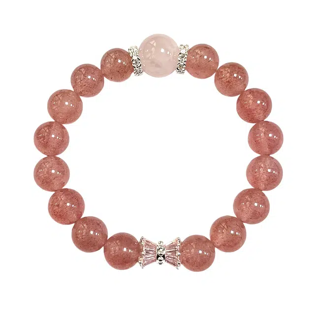 陌阡雪 【早日脱单 桃花朵朵开】新中式国风转运 招桃花显白高级感手饰#好运天然 草莓晶 水晶手串 男女同款情侣款