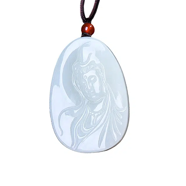 舒杰 经典百搭气质观音项链 和田玉 白玉 男女同款情侣款