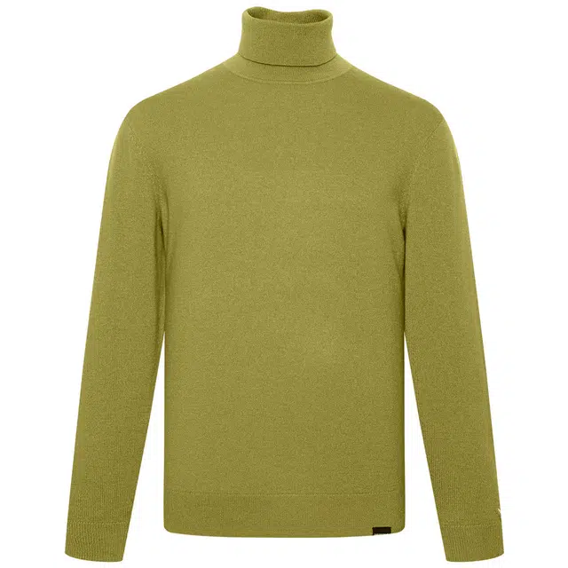 利郎 可翻高领提花修身保暖打底衫商务休闲套头极简风质感百搭羊绒衫 男款 绿色