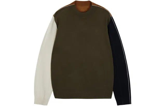 速写 拼色短款套头长袖针织衫 男女同款