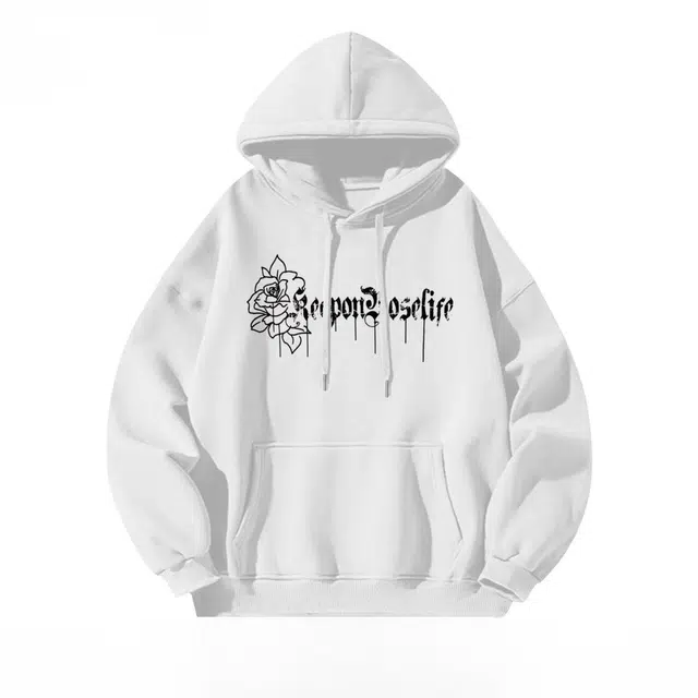 玉儿恋 银狐绒韩版复古报纸印花上衣外套休闲潮牌连帽长袖卫衣 男女同款