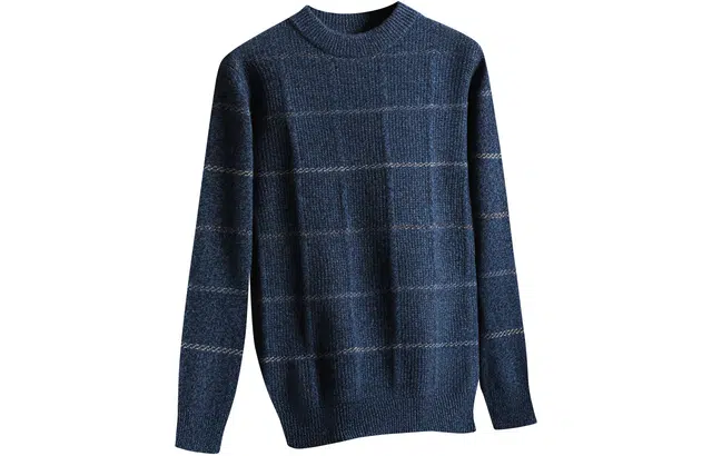 恒源祥 撞色条纹半高领套头针织毛衣 男款