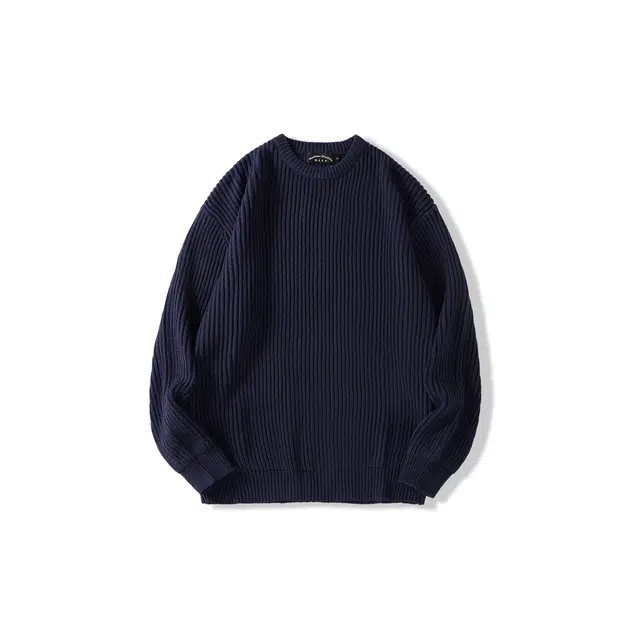 我是大卫 圆领套头百搭宽松基础款纯色韩系长袖针织衫 男女同款