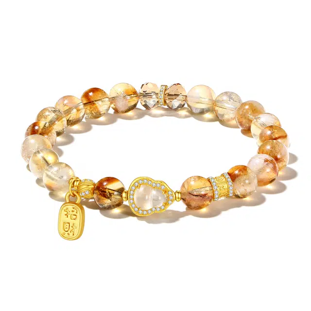 普陀山文创 招财进宝转运珠八方来财福禄全双#好运 黄水晶 手串 男女同款情侣款