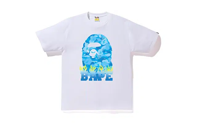 A BATHING APE FIRE CAMO BAPE FLAME TEE MENS T