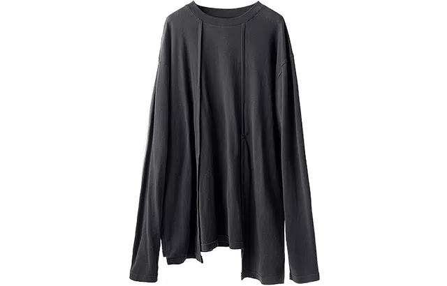 幻象者 原创设计纯色圆领长袖针织衫 男女同款 黑色