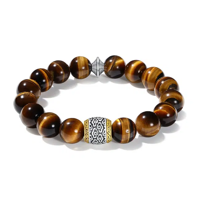 普陀山文创 神性能量八方来财转运佛珠暴富金多多发大财#好运  礼盒装 虎眼石 玉石手串 男女同款情侣款