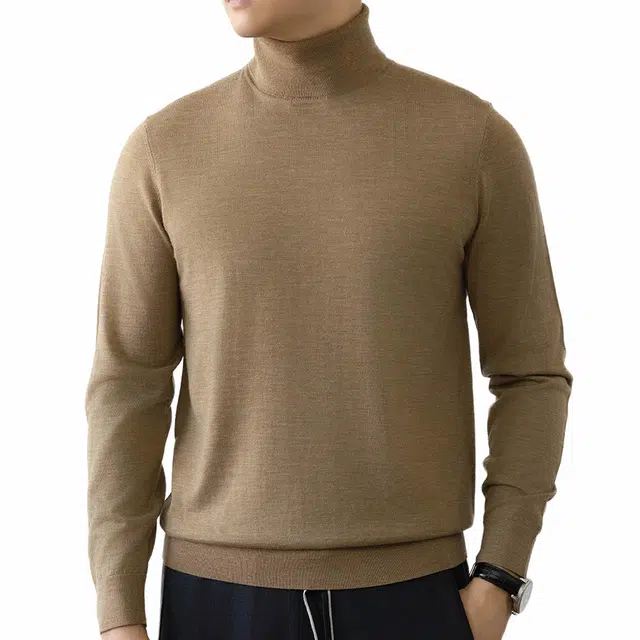 比利斯山羊 纯色薄款高领纯色长袖毛衣 男款