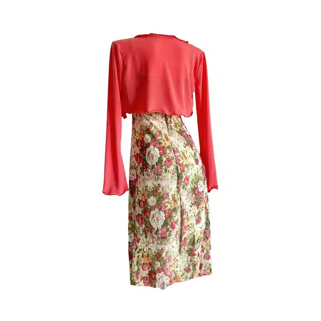 小菊川栗 法式复古碎花吊带连衣裙子高级感收腰显瘦裙装套装 女款