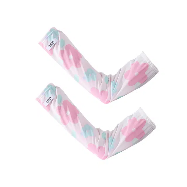 稻草人 夏季防紫外线 宽松透气花朵套袖 休闲百搭 骑车开车遮阳护臂 聚酯纤维 防晒袖 女款