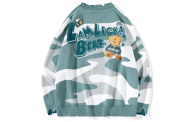 LAMLICKA Camo Bear Knit Pullover