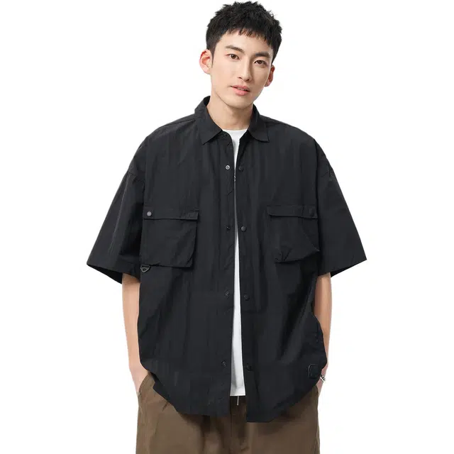 米素力 时尚潮流宽松工装短袖衬衫 男款