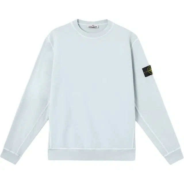 Stone Island Logo Badge Crewneck Sweatshirt Sky Blue