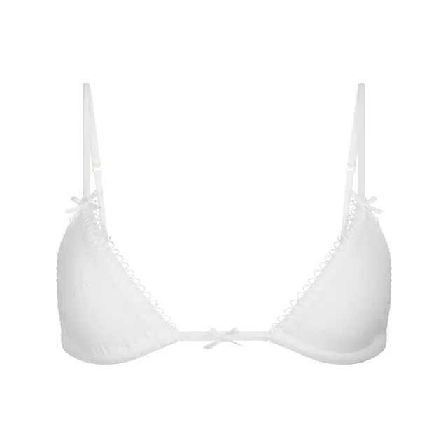 SKIMS SS25 POINTELLE TRIANGLE BRALETTE 1 SNOW