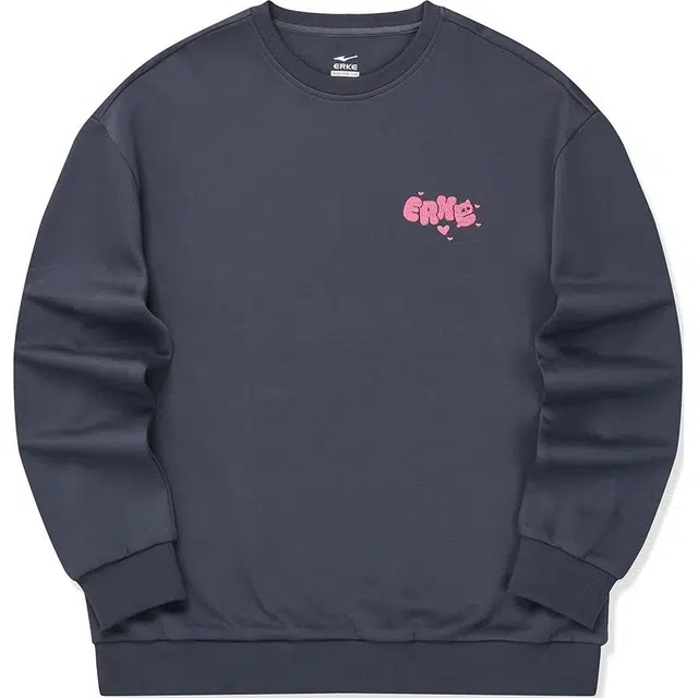 鸿星尔克 生活系列 熊抱爱意趣味字母爱心印花纯色宽松圆领套头卫衣 男款 垠郁灰