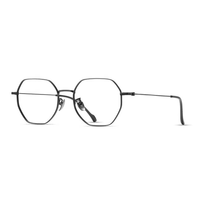 【可配度数】 苍木优品 超轻纯钛防蓝光近视眼镜男士黑色细框高级感轻盈钛架镜框 钛 不规则/多边形 功能性眼睛 男款