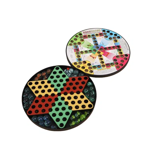 乐智由我 两用棋盘玻璃珠跳棋飞行棋多功能游戏棋 桌游