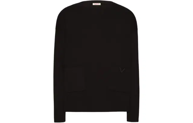 Valentino Crewneck Wool Jumper With Rubberised V Detail