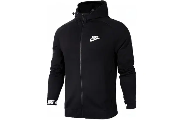Nike Logo Print Hooded Jacket Black