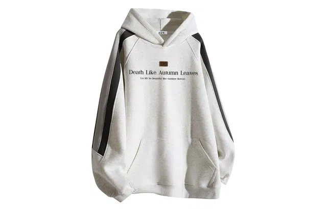 冰飞 美式复古高街潮流个性字母立体胶标图案基础款学院风拼接撞色插肩袖袋鼠兜小众慵懒设计感潮牌宽松百搭重磅连帽卫衣 男女同款