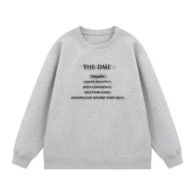 【dme】 美式高街长袖宽松大码内搭百搭圆领印花卫衣 男女同款